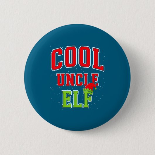 Cool Uncle Elf Christmas Family Matching Group Xma 缶バッジ (正面)