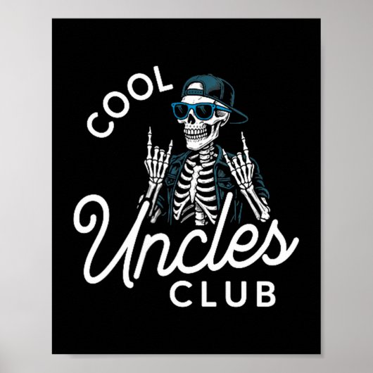 Cool Uncles Club Shirt Funny Skeleton Men Uncle  ポスター (正面)