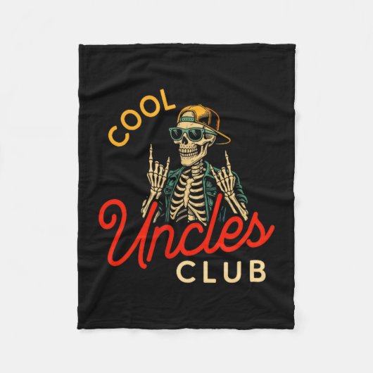 Cool Uncles Club Shirt Funny Skeleton Retro Uncle  フリースブランケット (正面)