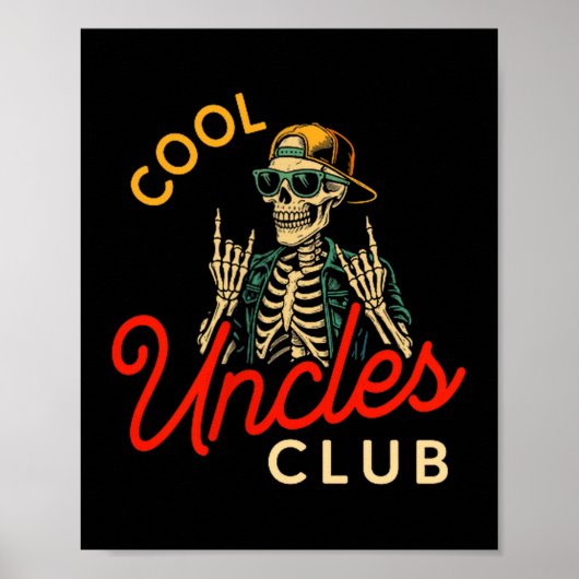 Cool Uncles Club Shirt Funny Skeleton Retro Uncle  ポスター (正面)