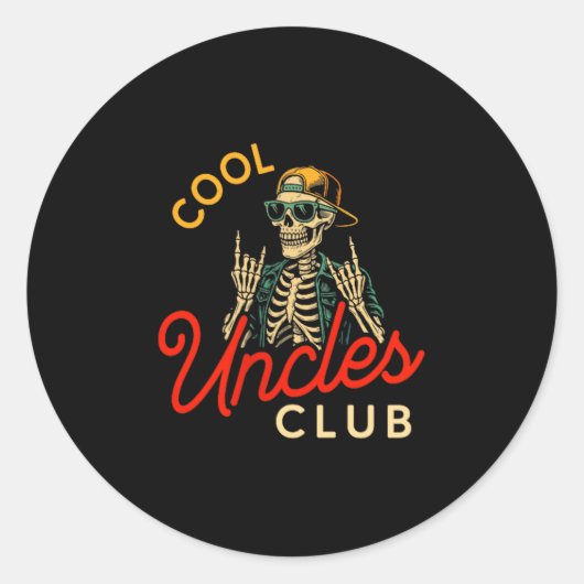 Cool Uncles Club Shirt Funny Skeleton Retro Uncle  ラウンドシール (正面)
