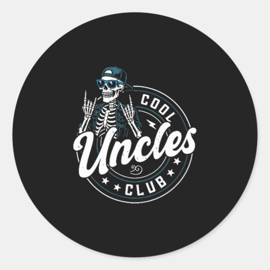 Cool Uncles Club Shirt Funny Skeleton Uncle Men ラウンドシール (正面)