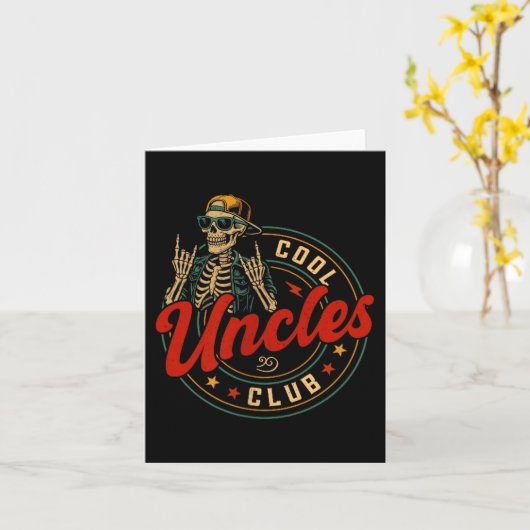 Cool Uncles Club Shirt Funny Skeleton Uncle Men Fa カード (黄色い花)