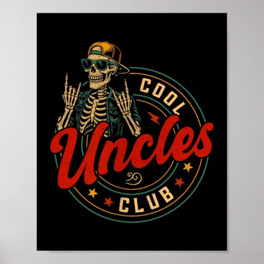 Cool Uncles Club Shirt Funny Skeleton Uncle Men Fa ポスター (正面)