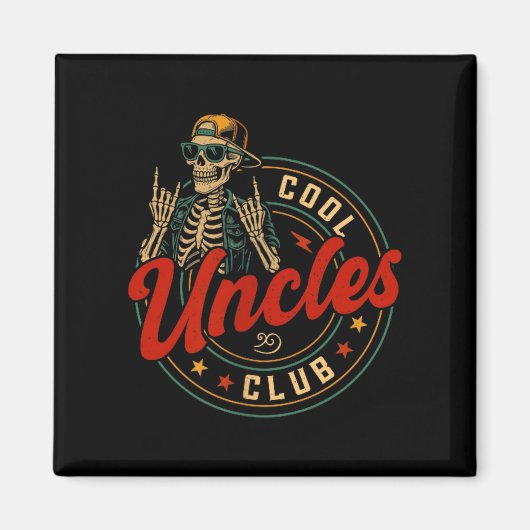 Cool Uncles Club Shirt Funny Skeleton Uncle Men Fa マグネット (正面)