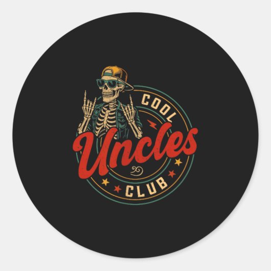 Cool Uncles Club Shirt Funny Skeleton Uncle Men Fa ラウンドシール (正面)