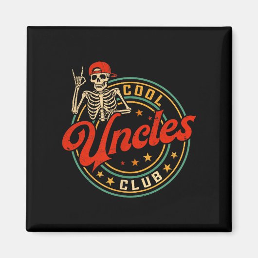 Cool Uncles Club Shirt Retro Funny Skeleton New Un マグネット (正面)
