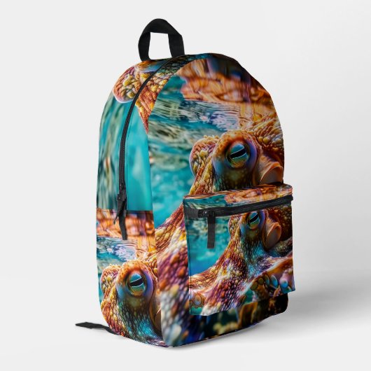 Cool Underwater Octopus Backpack プリントバックパック (裏面左端)