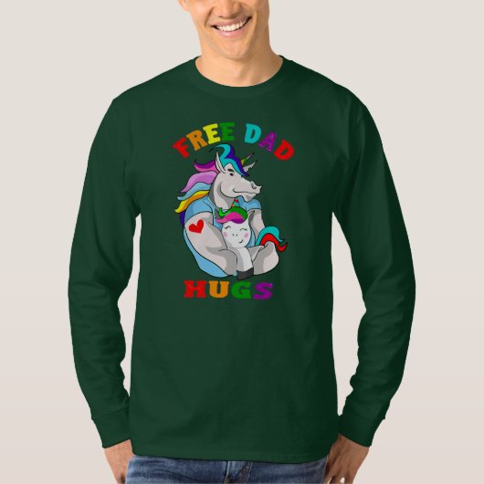 Cool Unicorn Free Dad Hugs LGBT Gay Pride Month Tシャツ (正面)