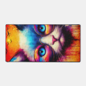 Cool Vibrant Illustrated Cat Desk Mat デスクマット (正面)