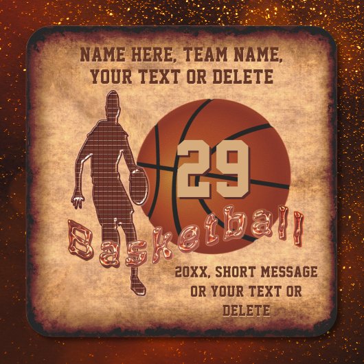 Cool Vintage Look Personalized Basketball Stickers スクエアシール