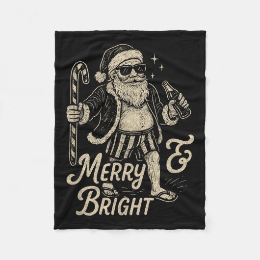 Cool Vintage Santa Clause Party Design フリースブランケット (正面)