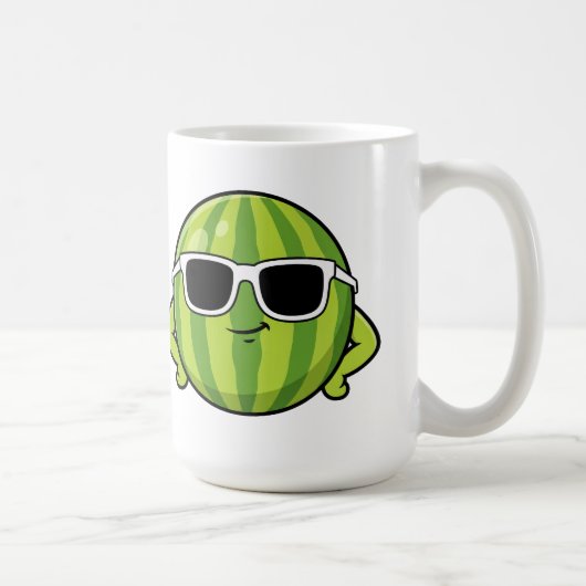 Cool Watermelon Sunglasses Cartoon Graphic コーヒーマグカップ (右)