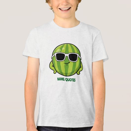 Cool Watermelon Sunglasses Cartoon Graphic トライブレンドＴシャツ (正面)