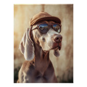 Cool Weimaraner Dog with Flat Cap & Sunglasses ポスター (正面)
