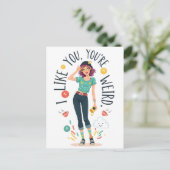 Cool Weird Girl Illustration I Like You Quirky  ポストカード (スタンド正面)