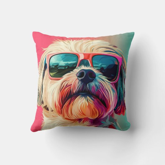 Cool West Highland White Terrier dog with sunglass クッション (裏面)