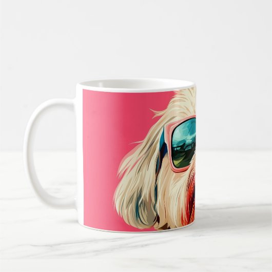 Cool West Highland White Terrier dog with sunglass コーヒーマグカップ (左)