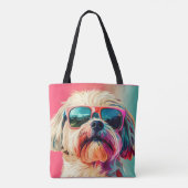Cool West Highland White Terrier dog with sunglass トートバッグ (裏面)