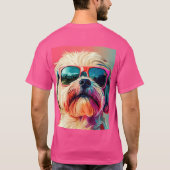 Cool West Highland White Terrier dog with sunglass Tシャツ (裏面)