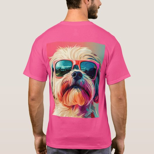 Cool West Highland White Terrier dog with sunglass Tシャツ (裏面)