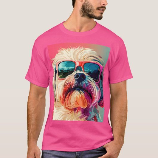 Cool West Highland White Terrier dog with sunglass Tシャツ (正面)