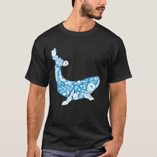 Cool Whale Made Of Nature Elements Ocean Tシャツ (正面)