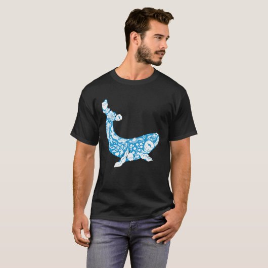 Cool Whale Made Of Nature Elements Ocean Tシャツ (正面フル)