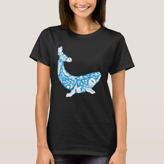 Cool Whale Made Of Nature Elements Ocean Tシャツ (正面)
