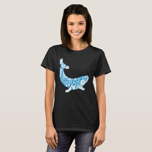 Cool Whale Made Of Nature Elements Ocean Tシャツ (正面フル)