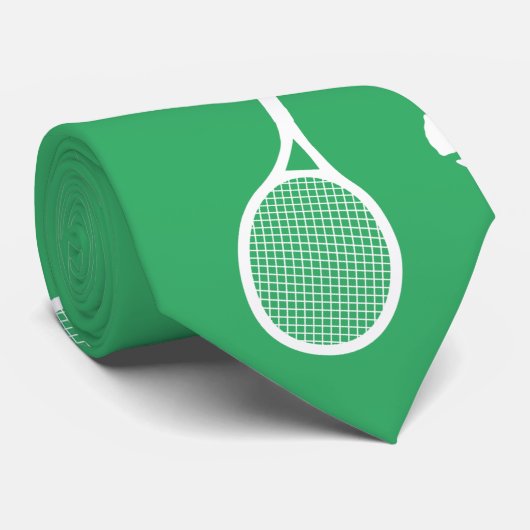 Cool White Retro Tennis Racquets Pattern Green  ネクタイ (ロール)