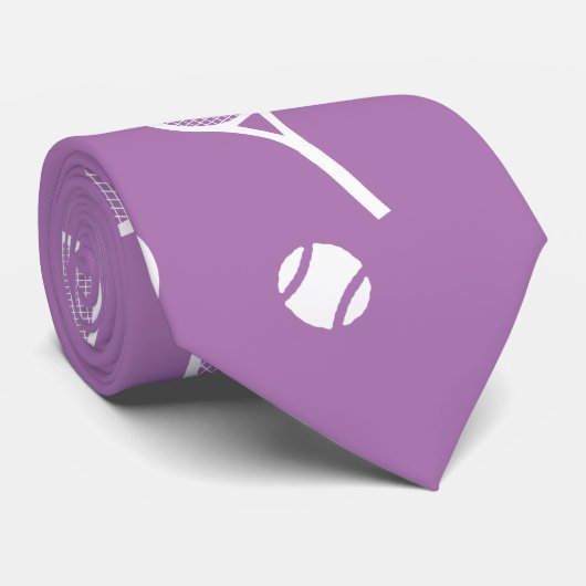 Cool White Retro Tennis Racquets Pattern Lavender ネクタイ (ロール)