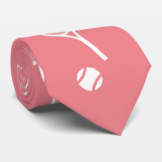 Cool White Retro Tennis Racquets Pattern Pink Neck ネクタイ (ロール)