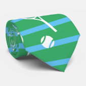 Cool White Tennis Racquets Pattern Stripes Green  ネクタイ (ロール)