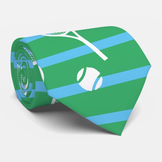 Cool White Tennis Racquets Pattern Stripes Green ネクタイ (ロール)