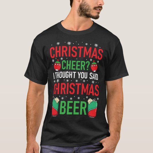 Cool Winter Holiday Beer Drinking Christmas Humo Tシャツ (正面)