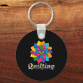 Cool Women Quilting Sewing Love Quilt Patterns Qui キーホルダー (正面)