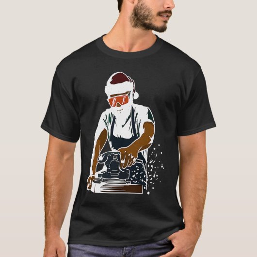 Cool Woodworker Handyman with  Santa Hat Tシャツ (正面)