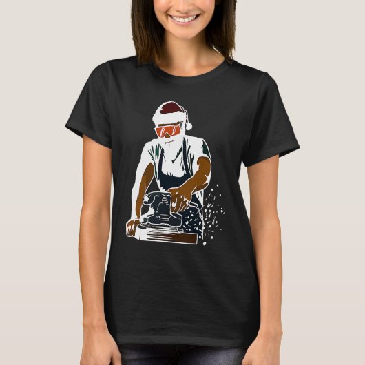 Cool Woodworker Handyman with  Santa Hat Tシャツ (正面)