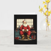 Cool Workshop Santa Claus With Wrenches Tool Costu カード (黄色い花)