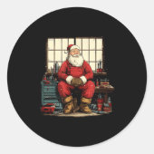 Cool Workshop Santa Claus With Wrenches Tool Costu ラウンドシール (正面)