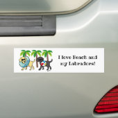 Cool Yellow and Black Labradors Beach Party バンパーステッカー (車上)
