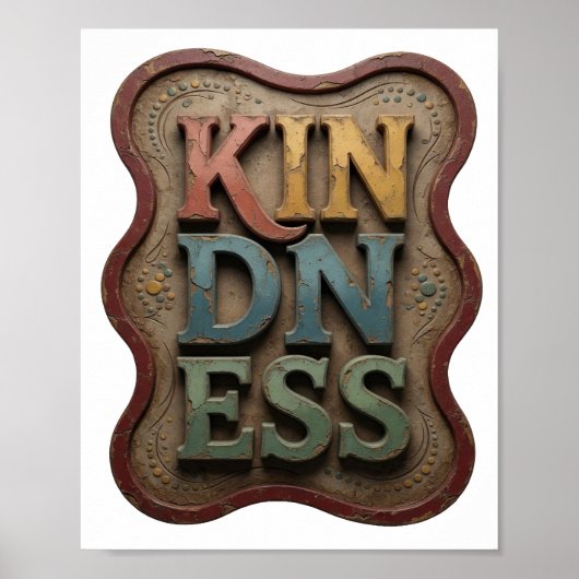 Cool Yellow KINDNESS ステートメントデザイン ポスター (正面)