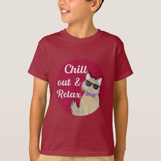 CoolCat -Chill Out & Relax - lustiges Katzendesign Tシャツ (正面)