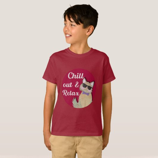 CoolCat -Chill Out & Relax - lustiges Katzendesign Tシャツ (正面フル)