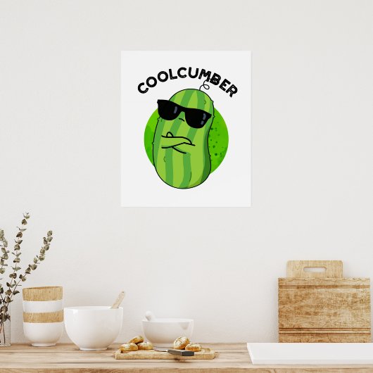 Coolcumber Funny Veggie Cucumber Pun ポスター (キッチン)