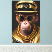 Cooler Affe mit Goldkette und Sonnenbrille キャンバスプリント (インサイチュ (ウッドフロア))