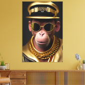 Cooler Affe mit Goldkette und Sonnenbrille キャンバスプリント (インサイチュ (リビング))
