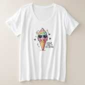 Cooler Than Ice Cream Pun プラスサイズTシャツ (デザイン正面)
