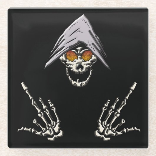 Cooler Totenkopf, Skelett     ガラスコースター (正面)